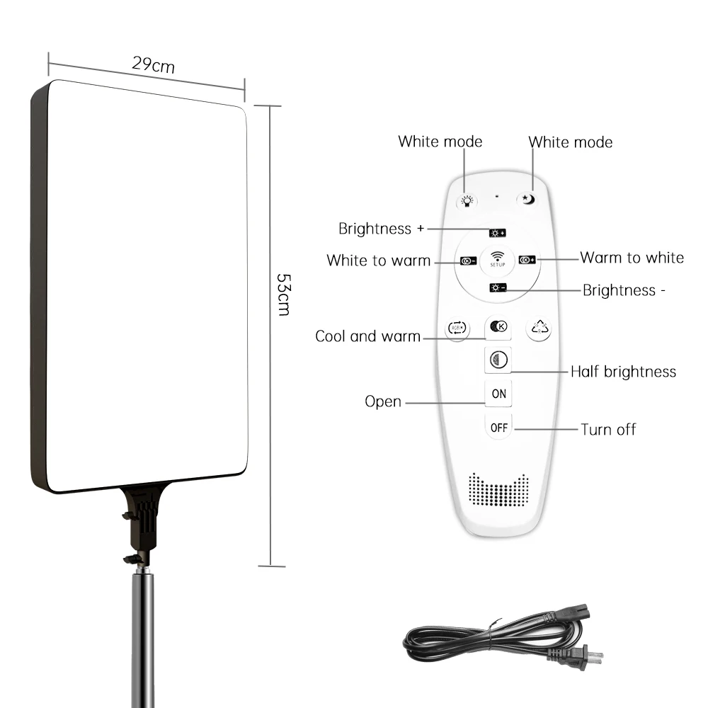 Lampu Panel Video fotografi 100W, 24 "LED Selfie dapat diredupkan pencahayaan foto Studio siaran langsung mengisi kaki tripod