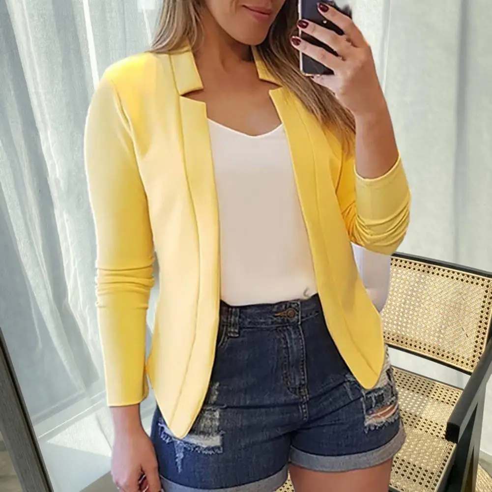 เสื้อเบลเซอร์ผู้หญิง ปกเว้า ทรงเข้ารูป สไตล์คาร์ดิแกน แขนยาว เปิดด้านหน้า สำหรับฤดูใบไม้ผลิ เหมาะสำหรับวัยรุ่น ลดราคา 80%