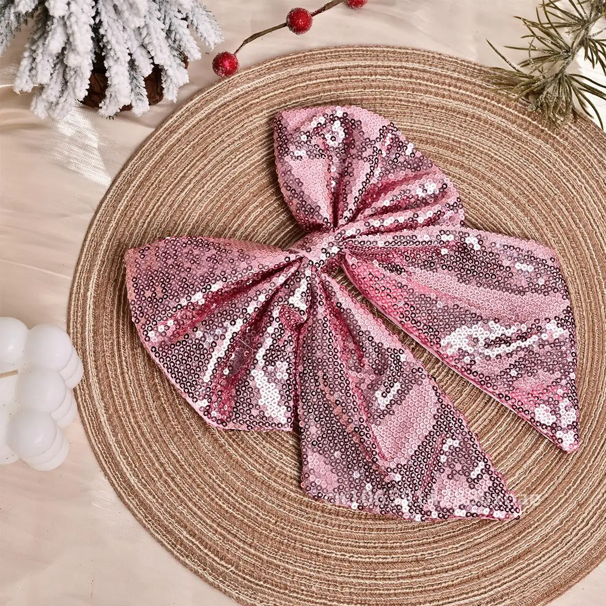 

New Christmas Party Christmas Tree Sequins Bow Flocking Hand Painted Flower Christmas Flower Ribbon Hanging Ornaments