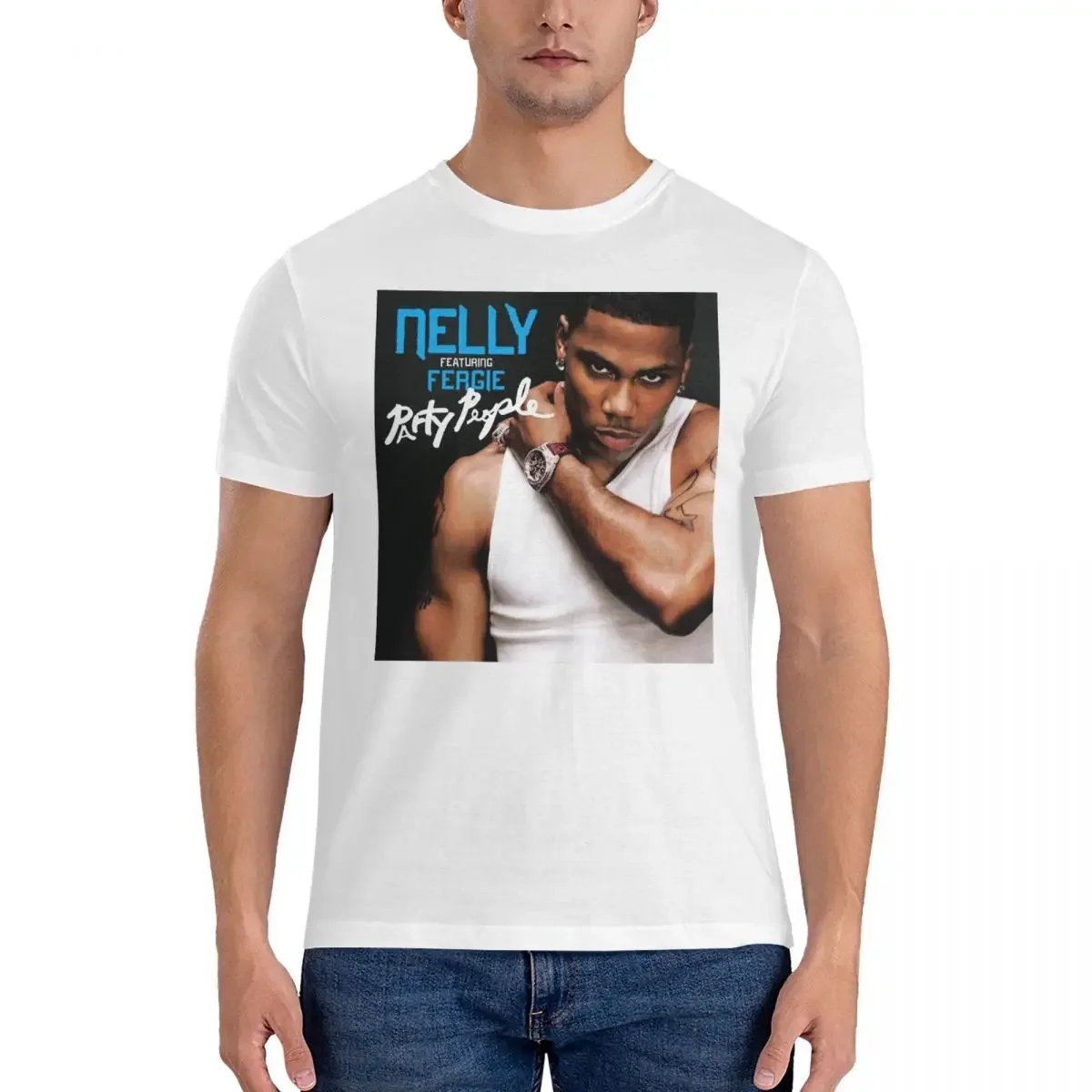 Men's T-Shirts Party People Amazing 100% Cotton Tees Short Sleeve N-Nelly T Shirt Crewneck Clothing Summer