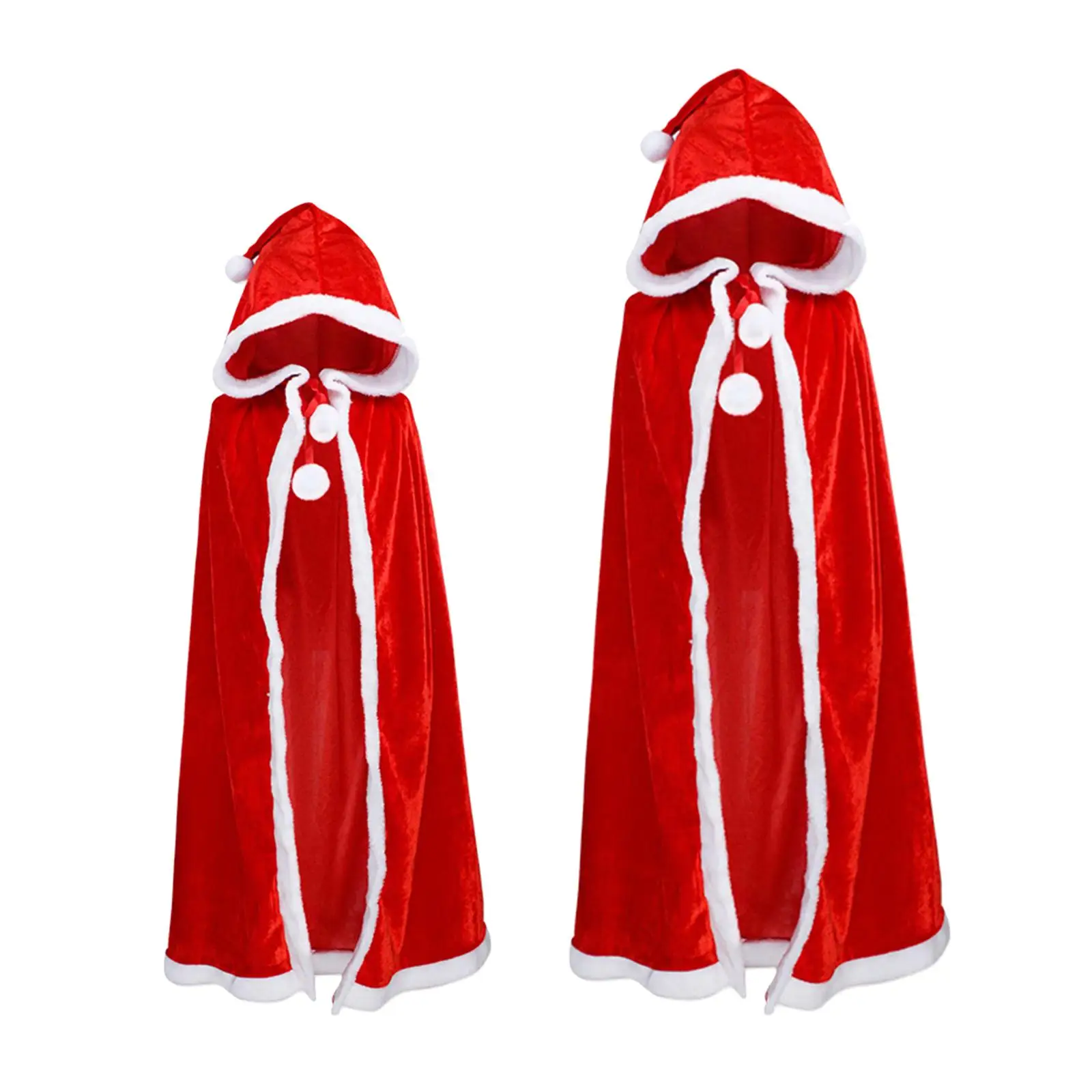 Costume di natale mantello abito di babbo natale allacciatura abito fantasia mantello rosso morbido mantello con cappuccio per oggetti di scena festa vacanze di natale