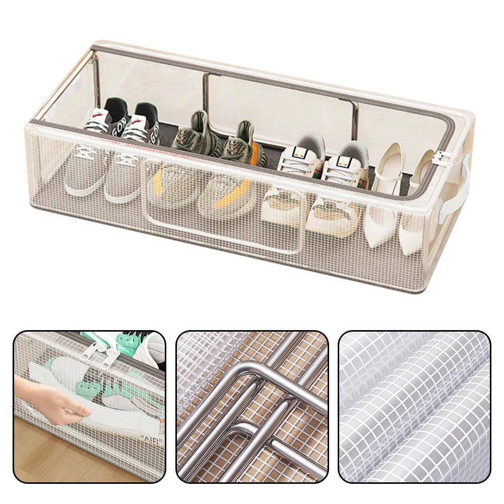 1 قطعة سلة الأحذية البلاستيكية السرير أسفل صندوق تخزين الأحذية صندوق الأحذية الغبار واقية شفافة نافذة واحدة المنظم للطي