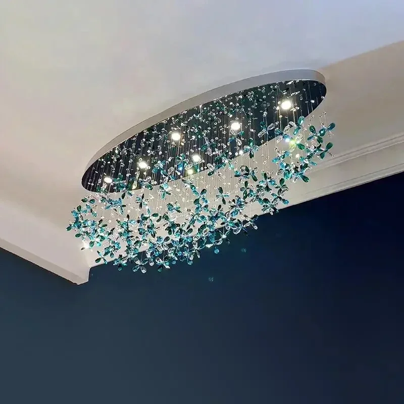 Modern Crystal Chandelier Luxury Light Fixture Living Room Hotel Villa Duplex Customized Lighting Elegant Stylish Home Decor