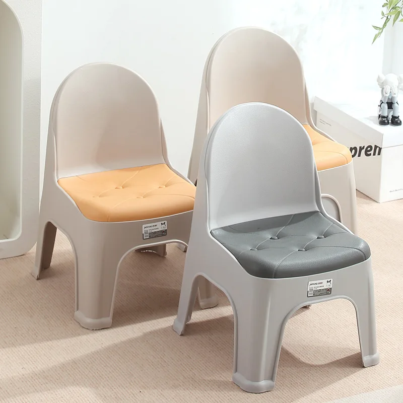 Minimalist Plastic Backrest Stool, Thickened Non‑slip Small Back Chair, Simple Household Seat for Living Room Adult Use