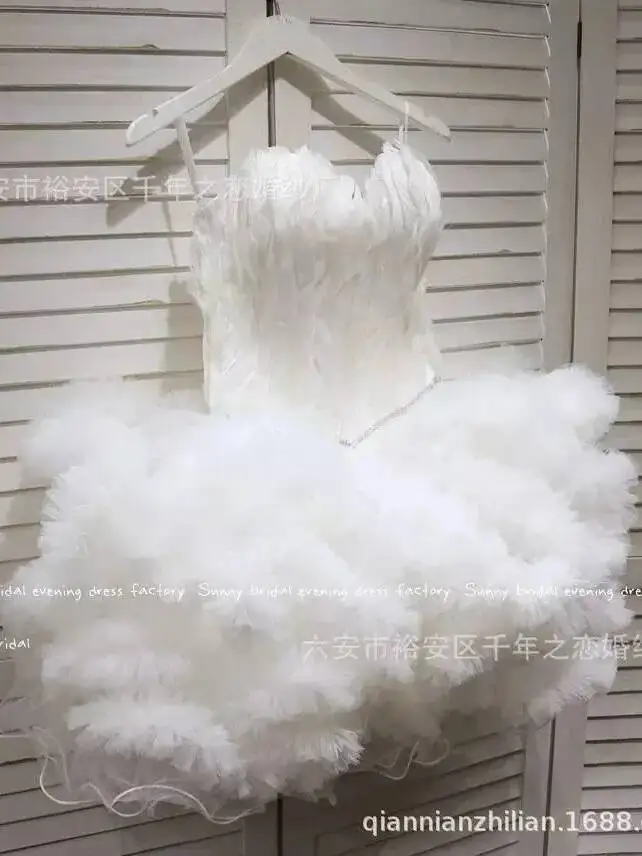 Cos Princess Dress Travel Photography Annual Party Girl Feather Evening Dress Host Fashion Show Princess Puffy - view 3