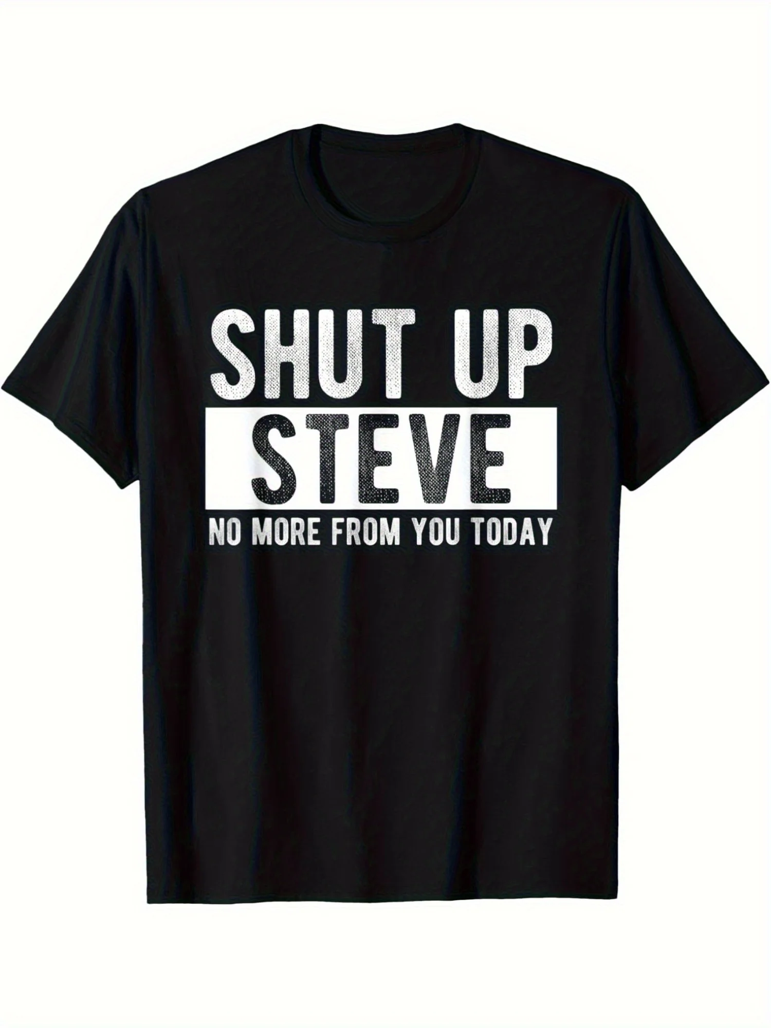 Women's "Shut Up Steve" Funny Meme Quote Graphic Print Casual Loose Fit Short Sleeve Crew Neck Trendy Slogan T-Shirt