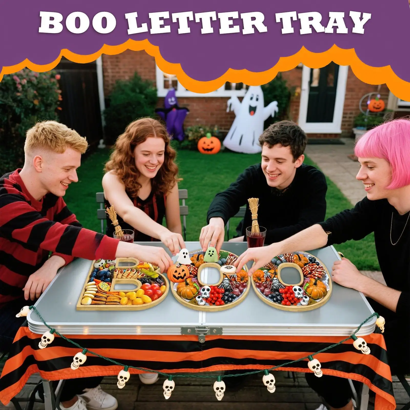 

Доска для сыра на Хэллоуин, доска для мясных изделий, сервировочный поднос, набор, деревянное блюдо, товары для вечеринок для праздничного декора, стол для осенней еды