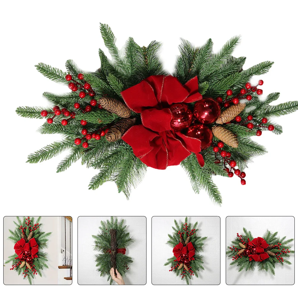 

Staircase Garland Christmas Wreath Decor Xmas Door Pendant Holiday Party Ornament Hanging Decoration For Living Room Bedroom