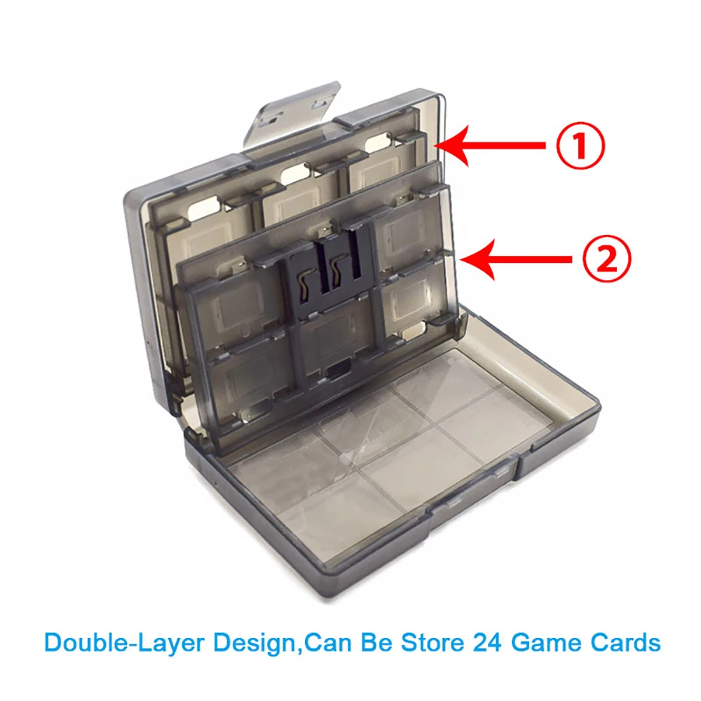 24 in 1 Mini Switch Game Card Storage Box Transparent ABS Waterproof SD Card Holder Case for Nintendo Switch Oled / Switch Box