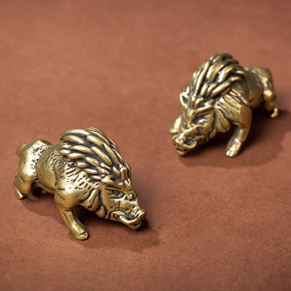 1/2pcs new trend creative retro old handicrafts pure copper little wild boar brass ornament copper carving tea pet