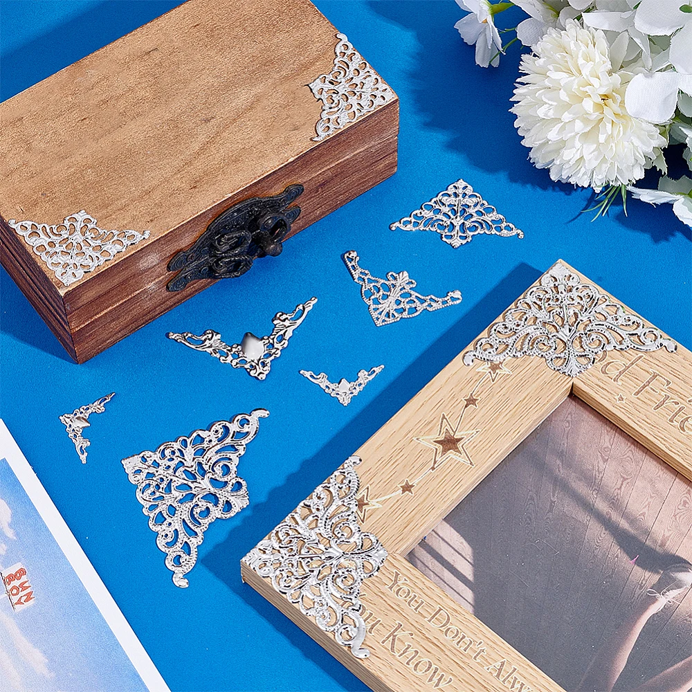 100pcs 5 Styles Corner Protectors Corner Cover Table Edge Cover Protector Jewelry Box Corner Protectors Silver Book