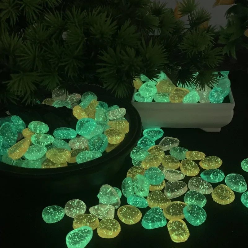 Luminous Glow in The Dark Pebbles Colorful Glowing Stones Fish Tank Aquarium Decor Garden Yard Lawn Pot Landscaping Decoration