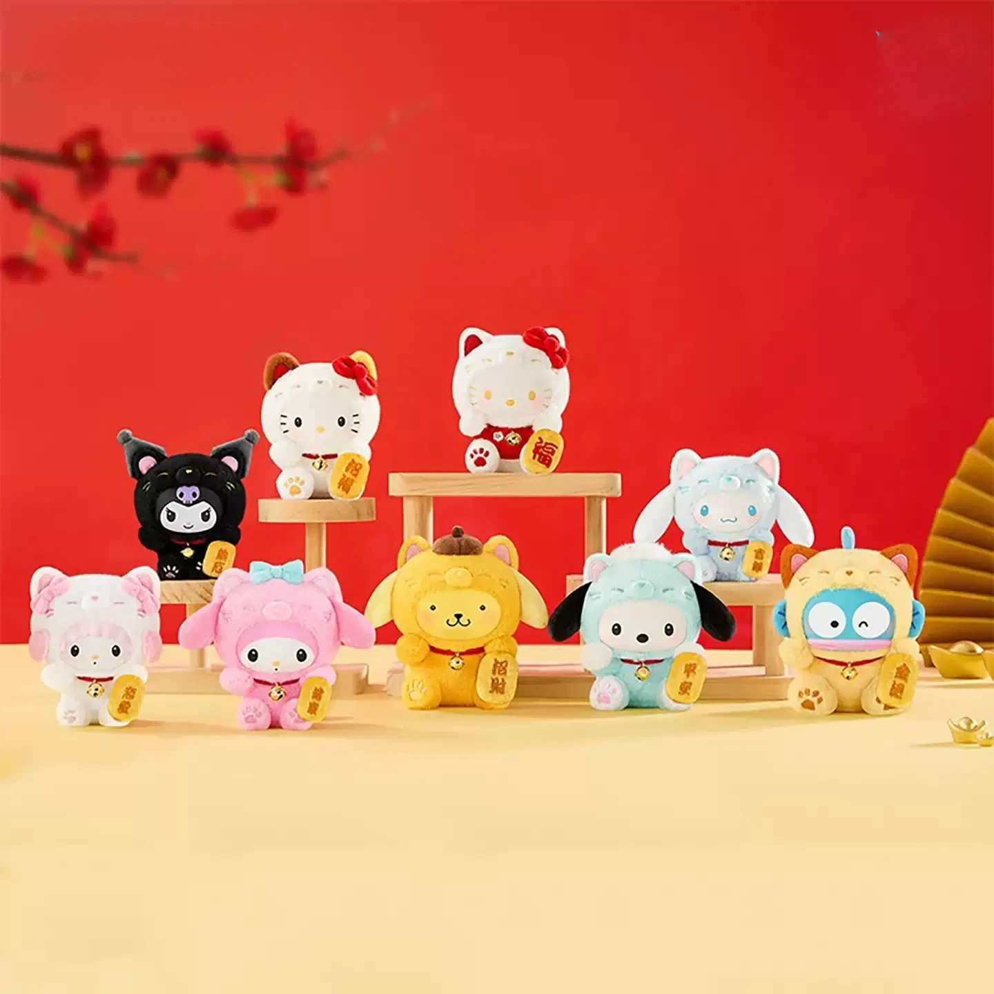 Disponibile - Nuovo Originale Sanrio Lucky Cat Series - Blind Box in Vinile e Peluche - Simpatico Ciondolo per Borsa - Statuetta - Mystery Box - Giocattoli di Tendenza - Regalo