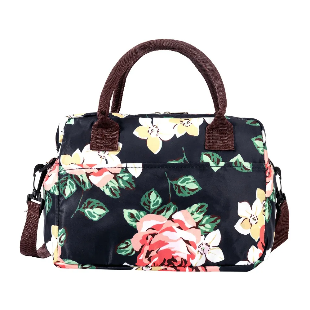 Portable Nylon Lunch Bag Handheld Large Capacity Insulated Handbag Waterproof Leopard Print Fruit Fresh-keeping Pouch Men