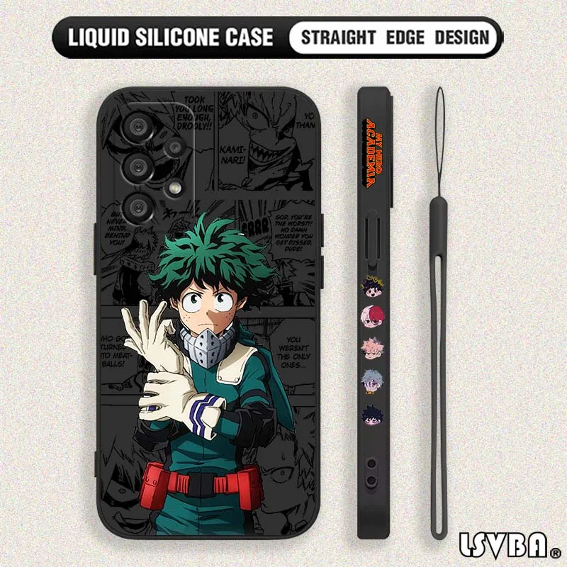Anime My Hero Academia Cover For Samsung Galaxy A73 A71 A55 A54 A53 A51 A17 A16 A07 A06 A05 Liquid Left Rope Phone Case view 3