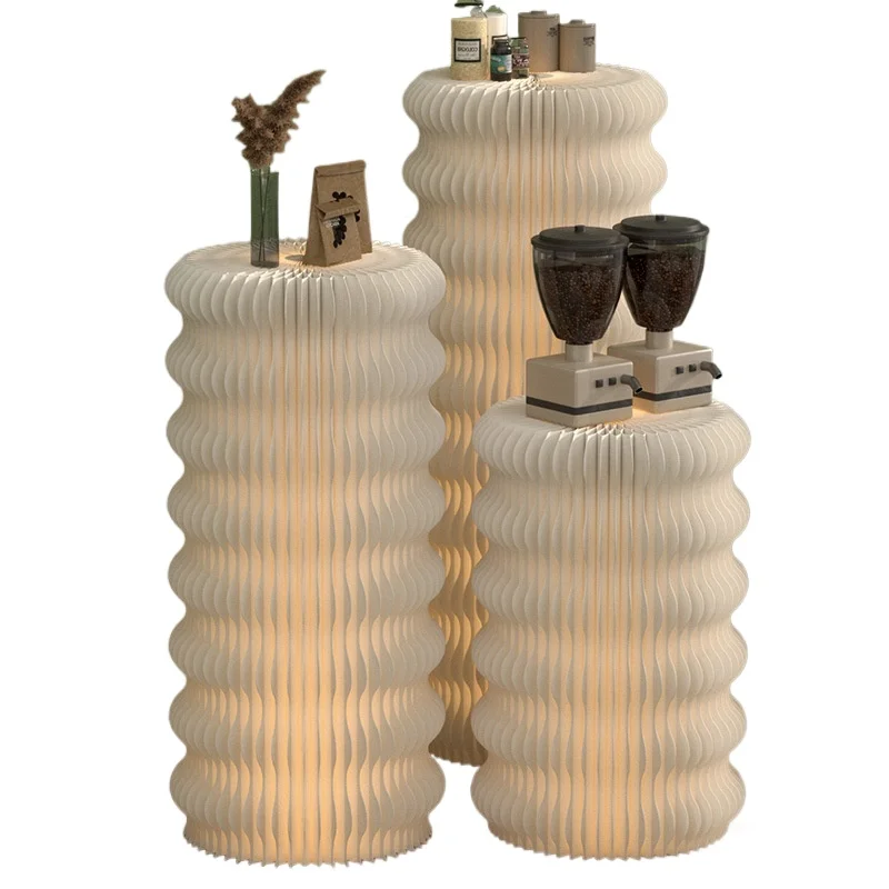 

Luminous cylindrical booth stand display case display dessert stand clothing store storage stand water table