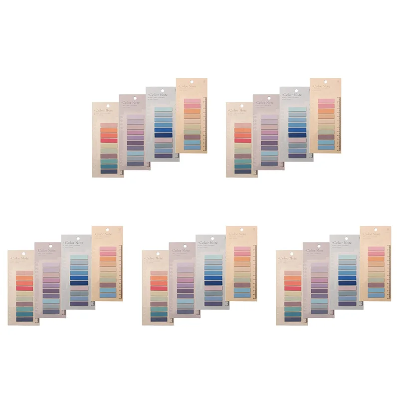 EDT-4000 PCS Sticky Index Tabs, 20 แผ่น Morandi Strip แท็บดัชนี, เขียนได้หน้า Sticky Notes ไม้บรรทัดสําหรับเครื่องหมายหน้า