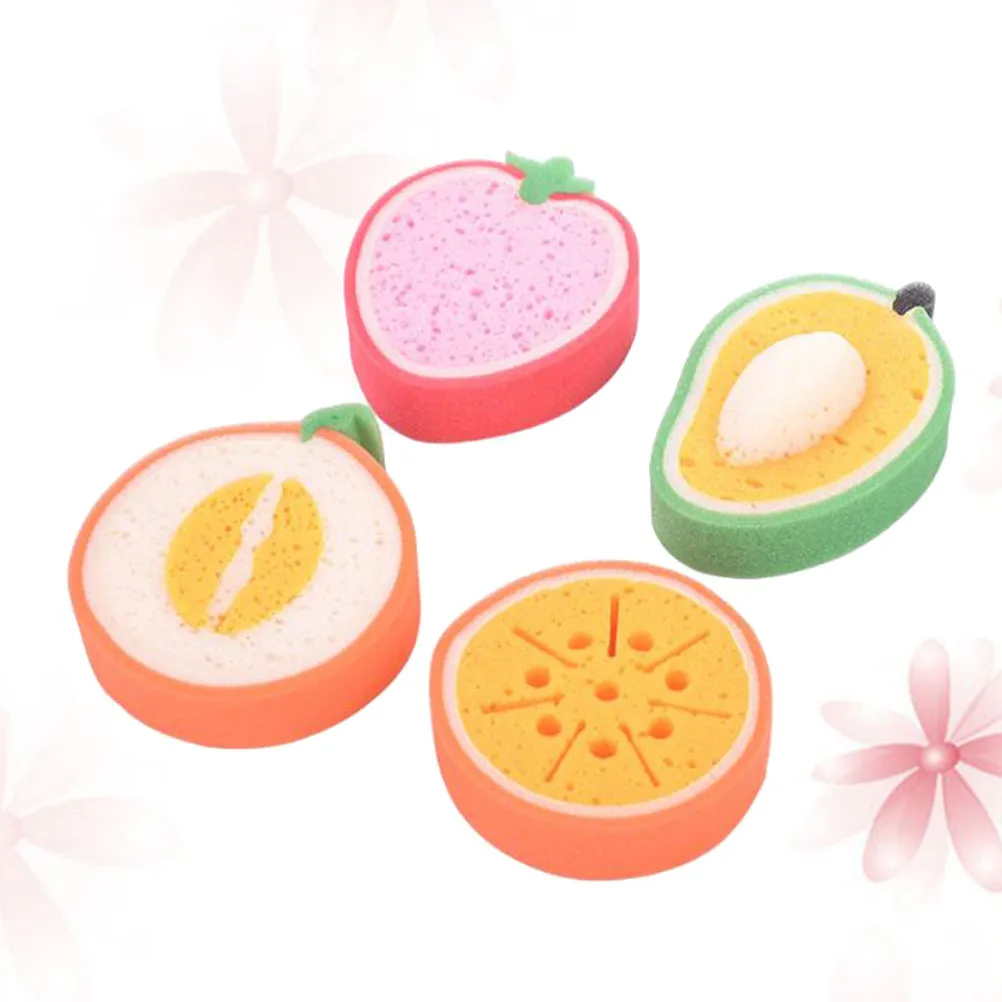 

4Pcs Creative Fruit Style Bath Sponges Soft Sponge Bath Brush for Kids Children Delicate Skin Body Cleaning Dead Skin Removal
