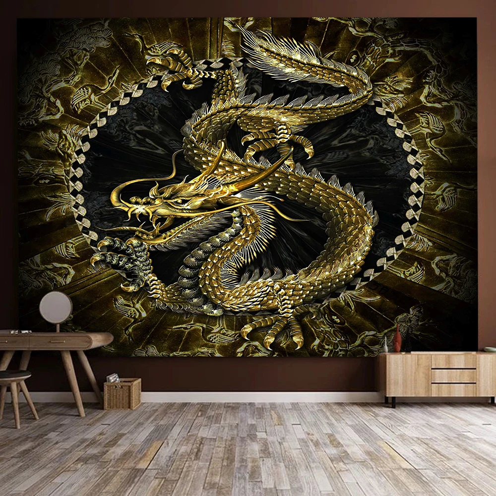 Colorful Chinese Dragon Totem psychedelic decorative tapestry Corridor living Room aesthetic art  personality home decor