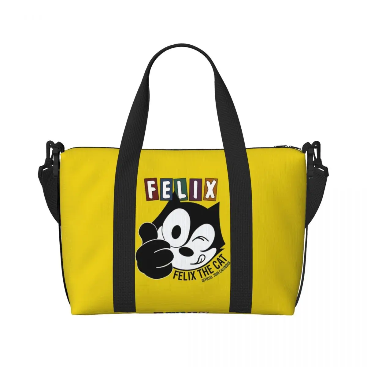

Пользовательские пляжные сумки-тоут с рисунком кота Феликса для женщин, очень большие сумки для спортзала, дорожные сумки для покупок в стиле аниме