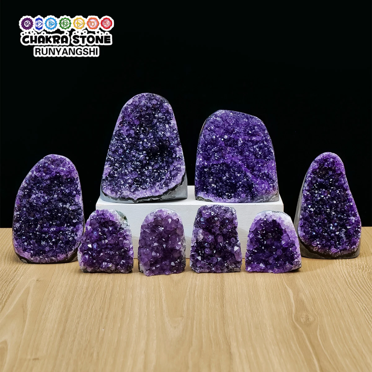 1pc Natural Polished Amethyst Cluster Ornament, Amethyst Geode Crystal Quartz, Living Room, Desktop & Entrance Decoration