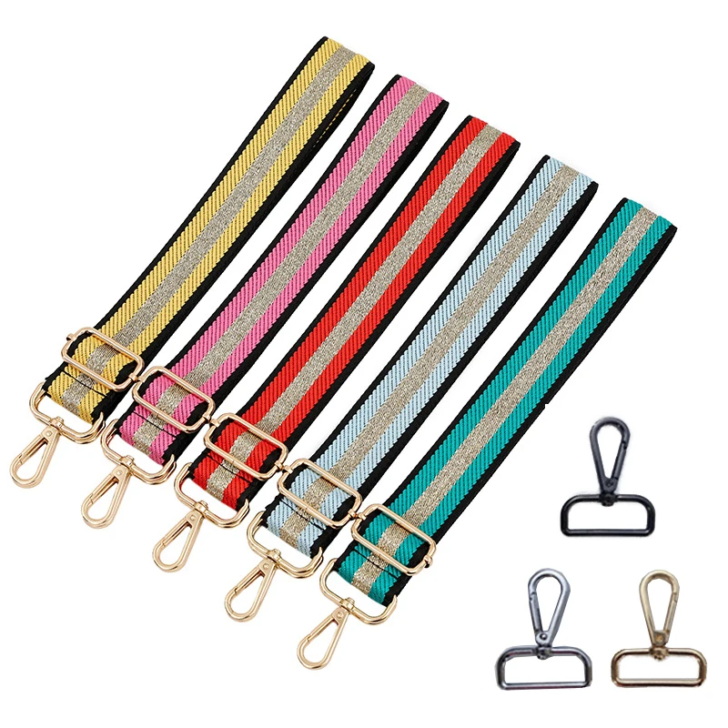Fashion Gestreifte Tasche Gürtel Tasche Strap Bag Teil Zubehör Umhängetasche Gurt Crossbody Strap Alle-spiel Einstellbare Casual Gold streifen