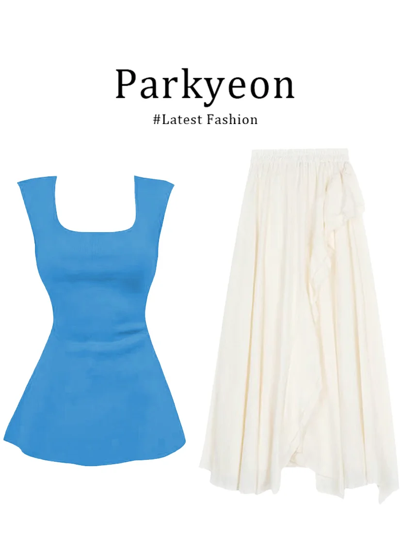

Женский комплект Parkyeon Sweet Style: минималистичный модный жилет и длинная юбка, летний повседневный костюм из двух предметов от китайского производителя
