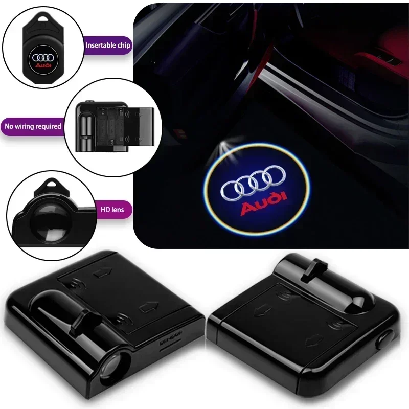

LED Car Door AUDI Emblem Light Welcome Lamps Wireless LED Projectors Auto Decoration for AUDI A3 8V V8 8P 8L 8Y A4 B6 B7 B8 B9 A