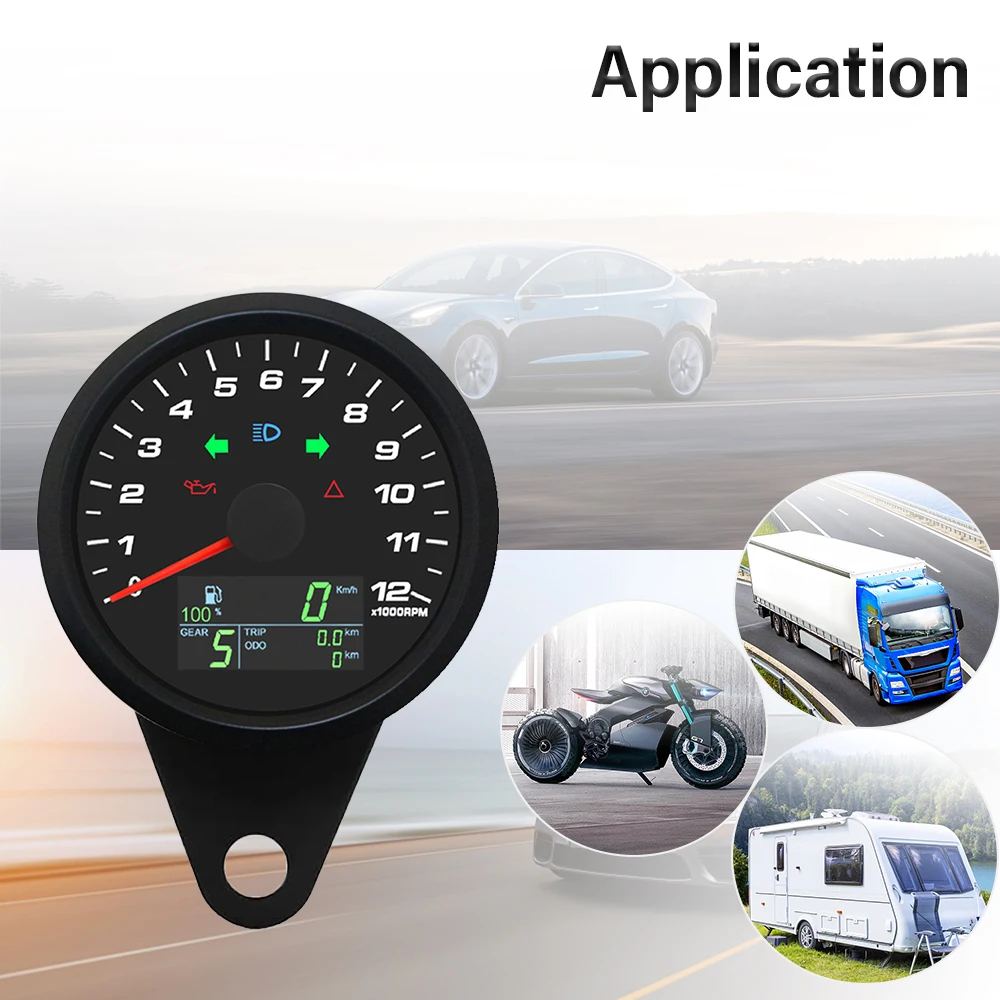 ELING 85mm GPS Speedometer with 0-12000RPM Tachometer Gauge with Voltmeter Fuel Level Odometer 12V 24Volts for Car Truck
