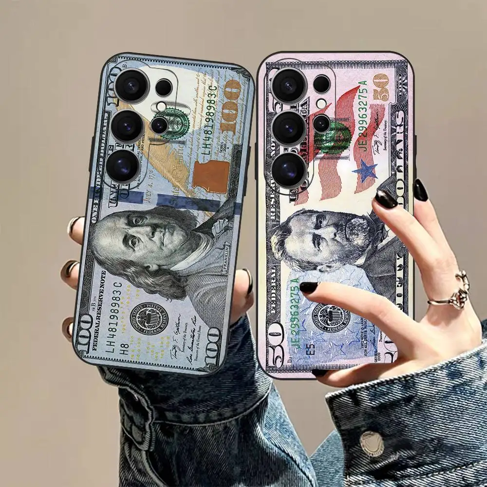 Creative USD Cash Pattern Phone Case For Samsung S 24 Fe 25 Ultra Plus 20 Lite 21 30 22 23 24 22 Ultra 5G Fundas