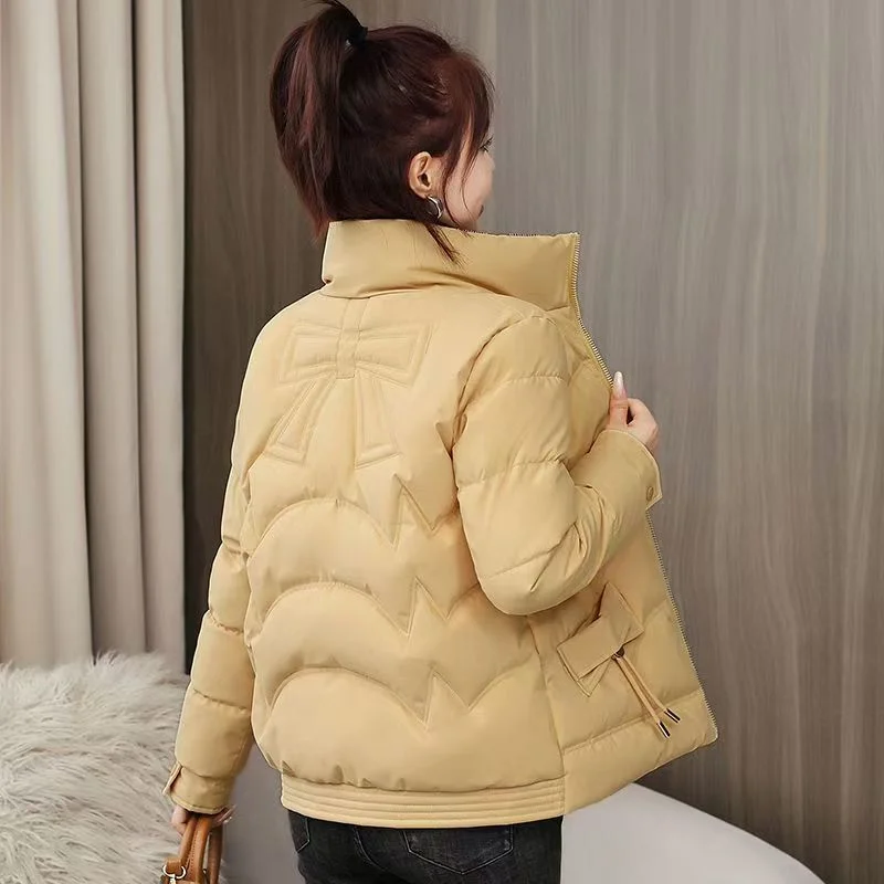 Cotton-padded Women's Short 2024 Winter New Stand-up Collar Cotton-padded Coat Thickened Korean Version Of Loose Thin Warm Coat