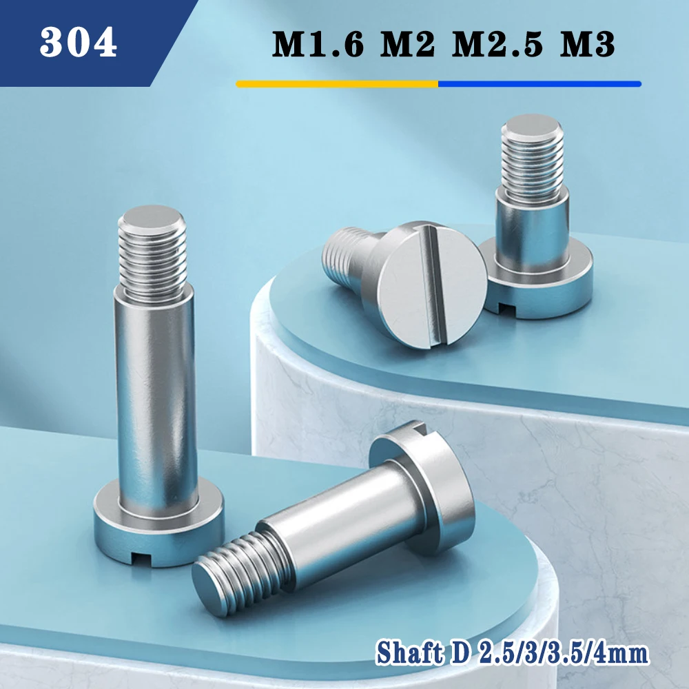 20Pcs GB830 Slotted One-word Slot Positioning Shoulder Step Screws  M1.6 M2 M2.5 M3 304 Stainless Steel Bearing Bolts