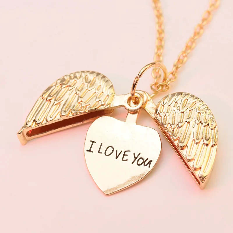 Women's Fashion Creative Opening Box Letter I Love You Necklace Pendant High-End Unique Design Jewelry Valentine's Day Gift 2023