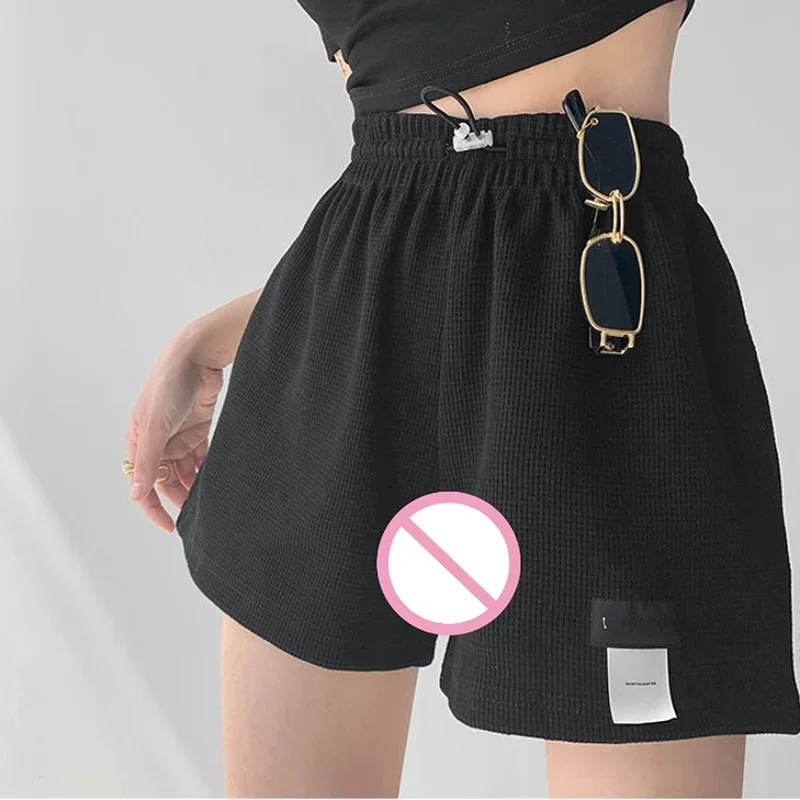 Summer Woman Open Crotch Pants Sexy Open-Seats Shorts Hot Dress Seamless Double Zipper Leggings Erotic Outdoor Sex Party Clothes