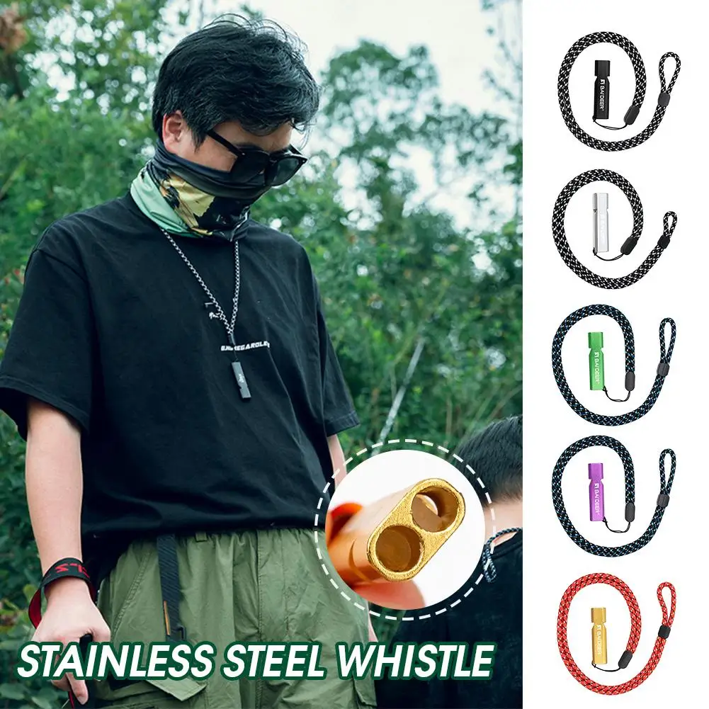 

Громкий свисток для выживания со шнурком из нержавеющей стали, портативный аварийный свисток для кемпинга, пешего туризма