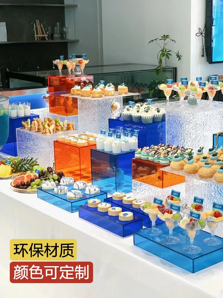 Dessert counter buffet food display rack acrylic cold food hotel business decoration set