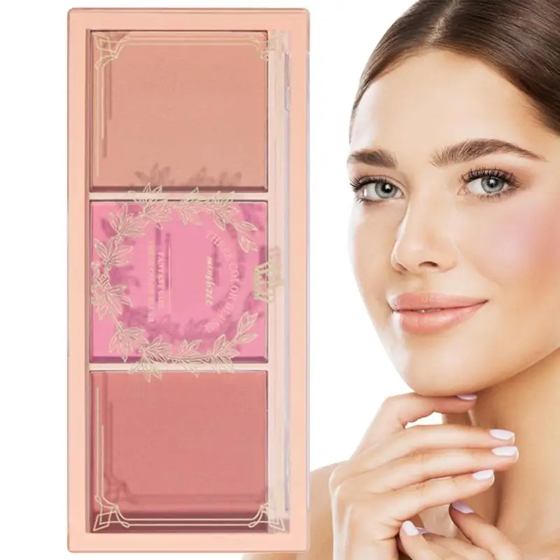 

Face Makeup Blushes Tri-Color Blushes Palette With Brush Powder Blusher Makeup Palette Three Blusher Shades For Beautiful