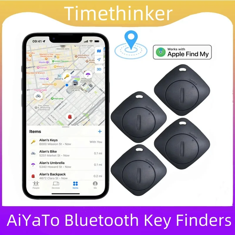 AiYaTo Bluetooth Gps Tracker Key Bags Finders Airtag Work with Apple Find My APP Item Locator Smart Air Tag Tracker for IOS