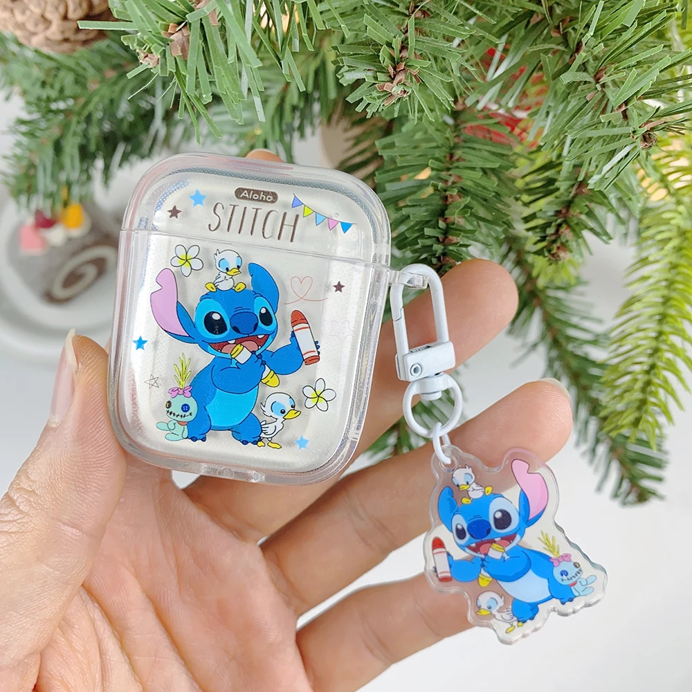 Cute Cartoon Stitch Transparent Wireless Headset Protective Cover for AirPods 1 2 3 Pro AirPods 4 and Pro2 Convenient To Carry