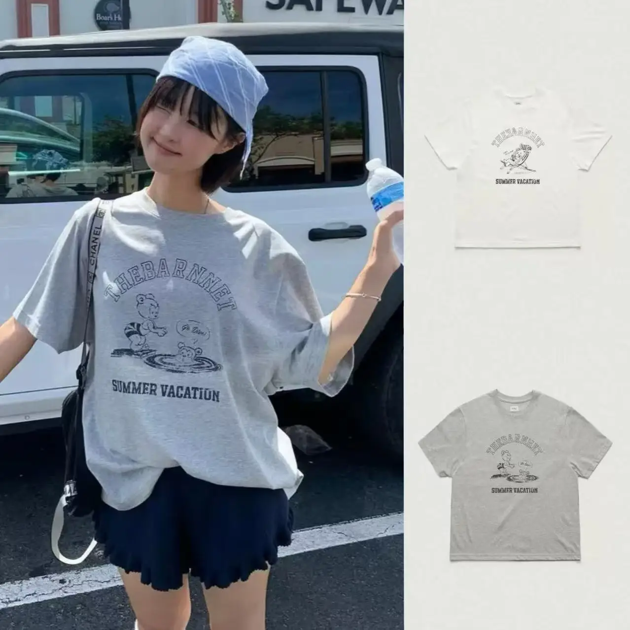 Summer 2025 Women's round Ne ort Sve T-irt Letter Print Loose Fit Cotton Casual Comfortable Top for Commuting
