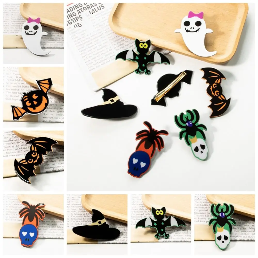 

Fashion Skull Halloween Ghost Hair Clip Pumpkin Spider Bat Hairpin Skeleton Korean Style Skull Duckbill Clip Female/Children