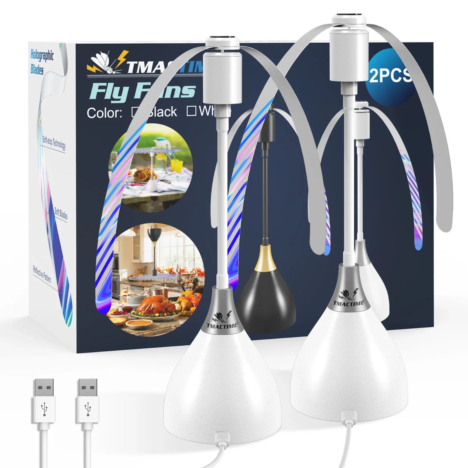 2PC/3PC fly repelling fan, USB interface insect repelling fan, portable table fan, suitable for picnics gatherings, barbecues image 3