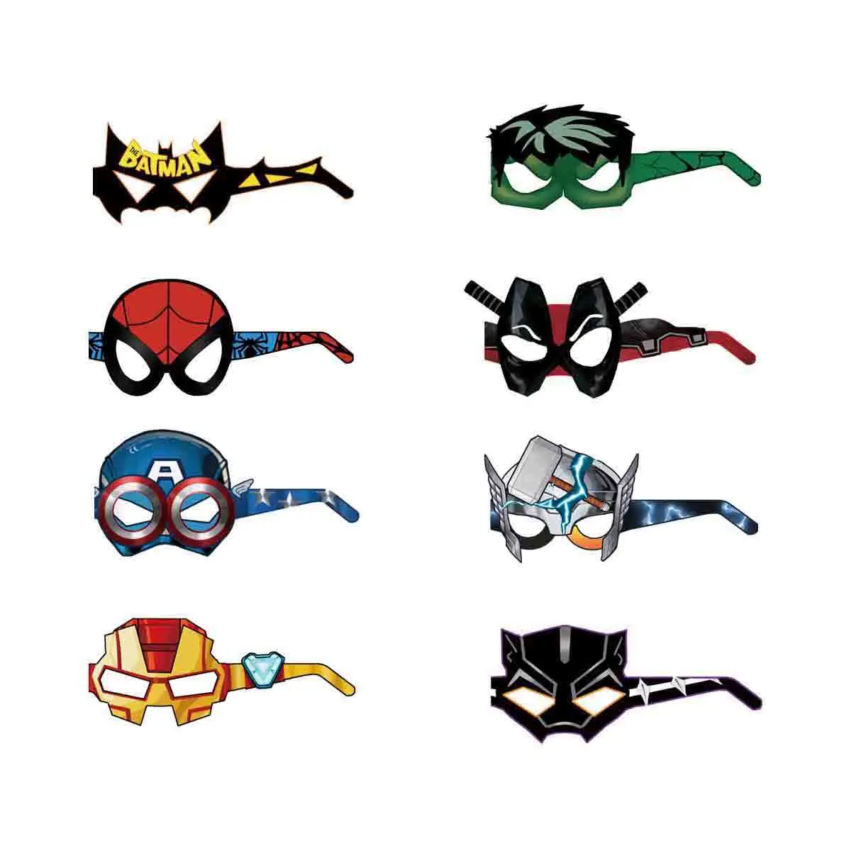 8 Stück Spider-Man Papierbrillen, umweltfreundlich, für Cosplay, Superhelden, lustige Fotos, Kinderparty, Geburtstag, Requisiten, Dekoration, Geschenke, Spielzeug – Detail 7