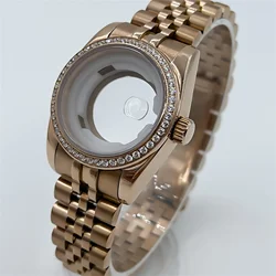 BLIGER 31mm NH05 High Quality Women's Case Rose gold/gold Case Diamond Bezel Sapphire Crysta Waterproof Fits NH05 NH06 Movement