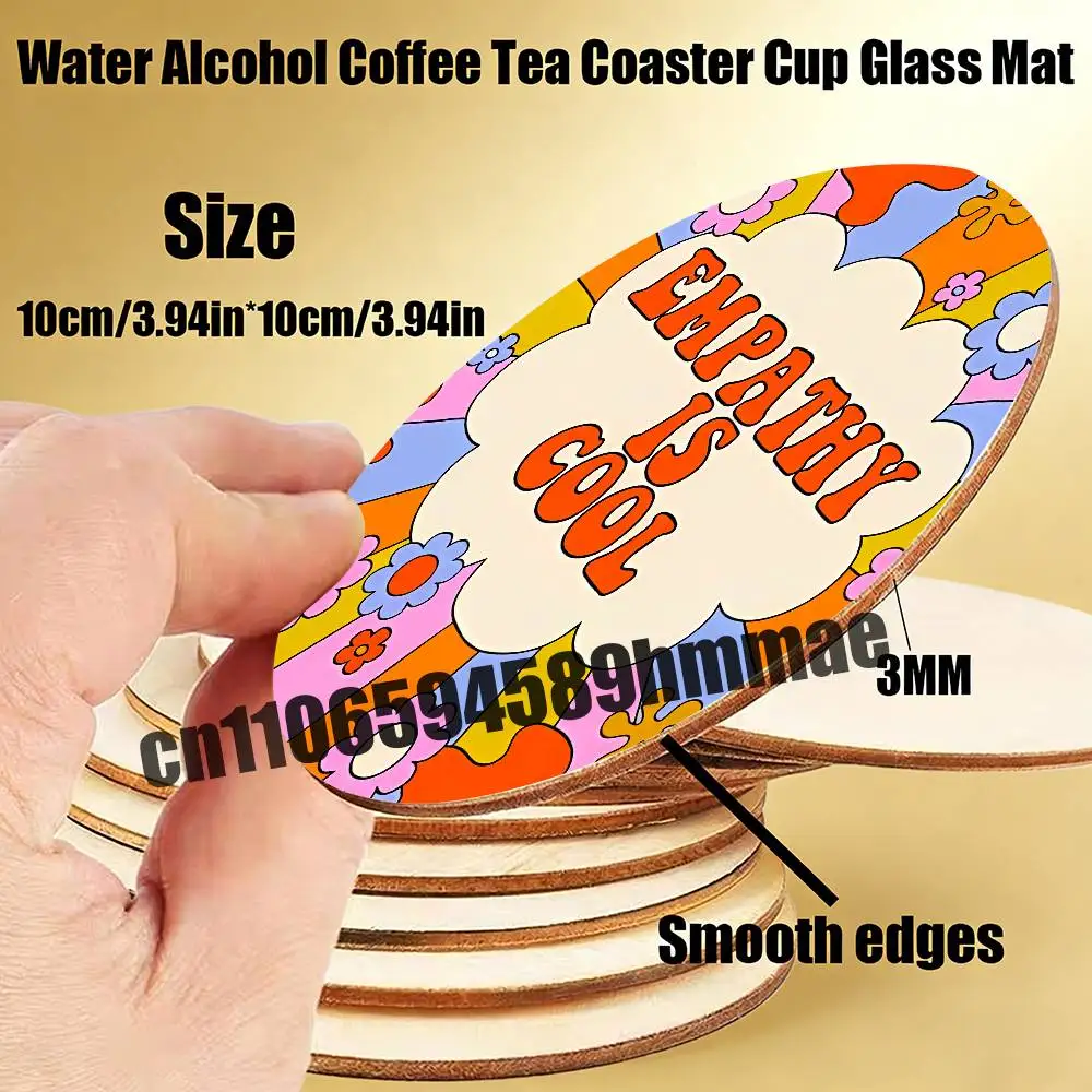 

For Empathy is Cool The Peach Fuzz Water Coffee Tea Coaster Cup Glass Mat 10CM Wood Round Dining desk Decoration