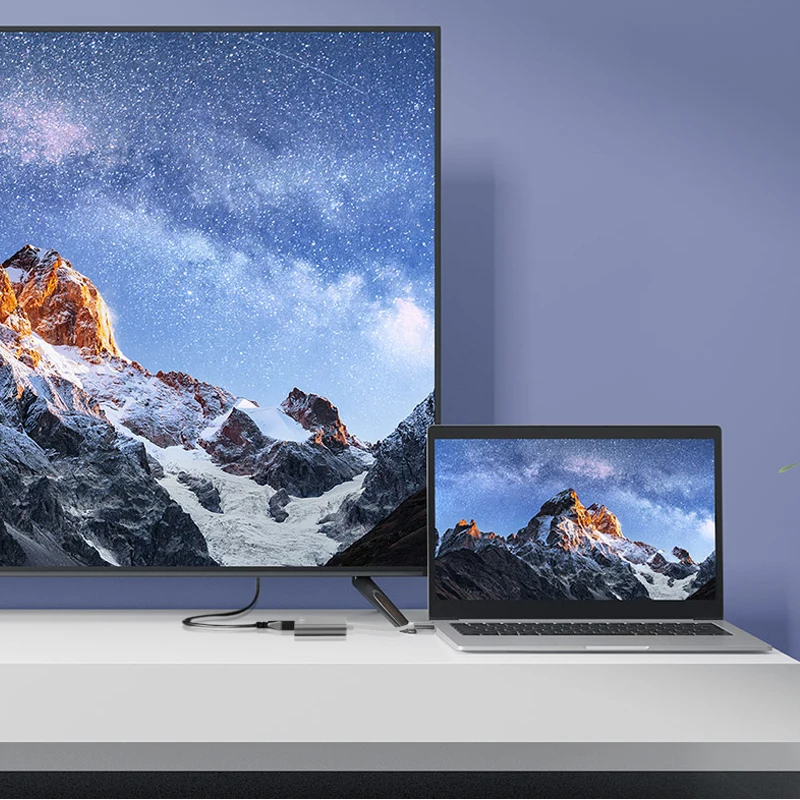 محول من النوع C إلى HDMI متوافق مع شاشة مشاركة الفاصل محول تمديد كابل محطة إرساء مشاركة التبديل USB-C HUB 4K