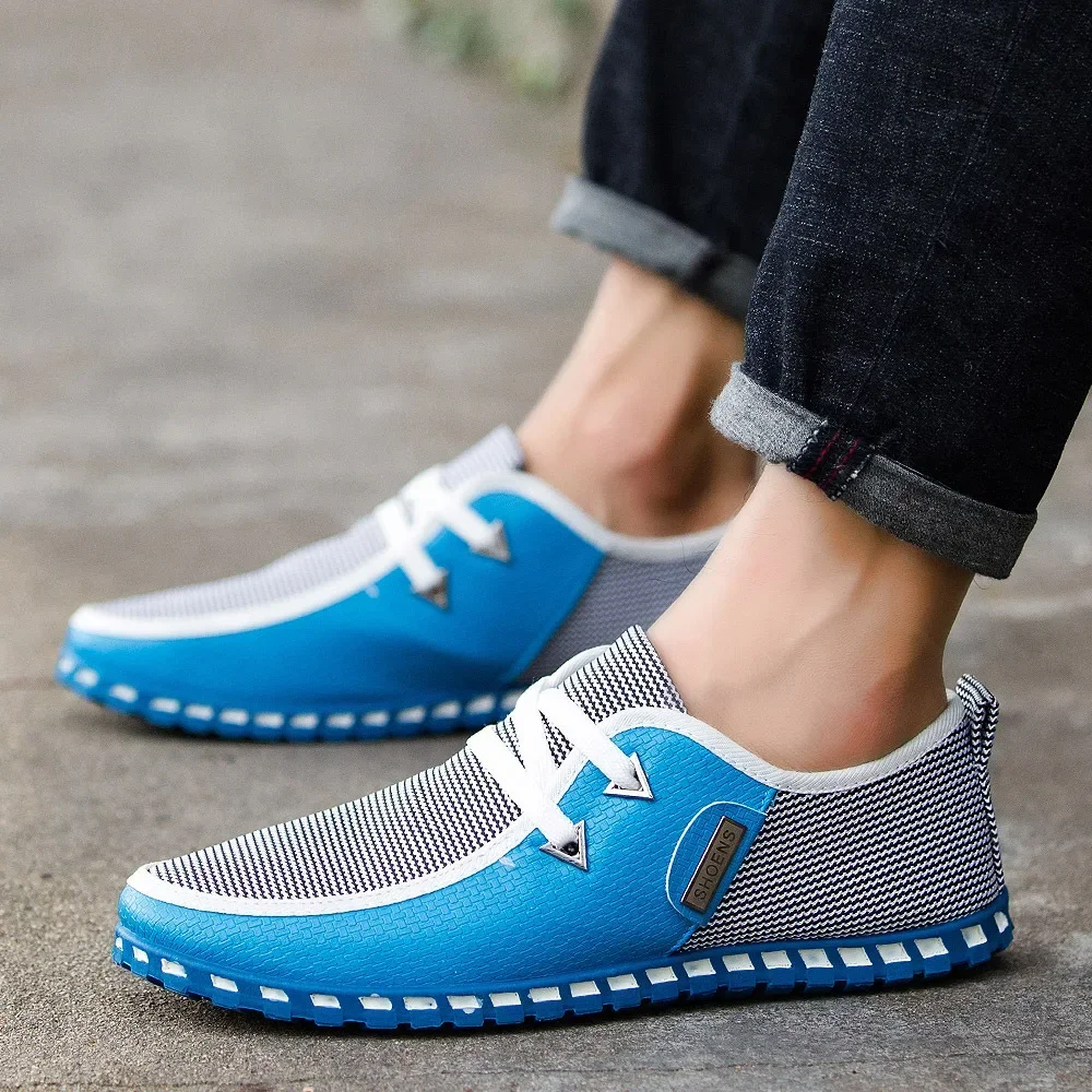 Splicing Men Casual Leather Shoes Fashion Comfortable Business Male Shoe Summer Spring Light Plus Size Footwear New Man Sneakers