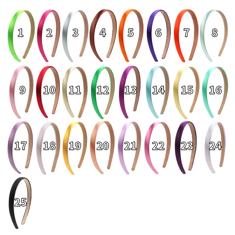 10Pcs/Lot Popular 15mm Solid Colors Satin Headband Gilrs Ribbon Hairband Hair Accessories For Women Wholesale