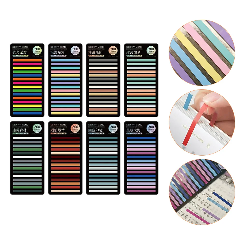 

8 Sheets Colorful Sticky Notes Reading Strips Book Tabs Page Marker Adhesive Markers Portable