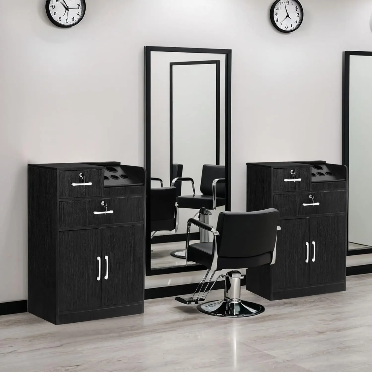 Locking Salon Storage Cabinet for Hair Stylist, Barber Utility Unit for Barbershop, Beauty Salon SAP Station with Hair